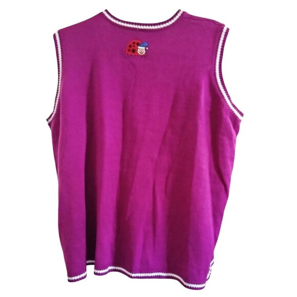 Bah Hum Bug Size 2X Knit Sweater Vest Ugly Christmas Embroidered Snowflakes - Picture 8 of 12